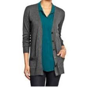 Grey Button Up V-Neck Sweater